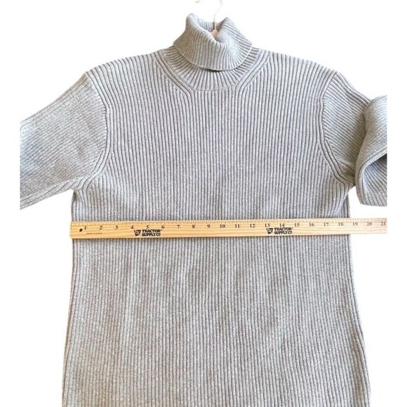 VTG J. CREW Cotton Women Large Gray Pullover Turtle‎ Neck Sweater Rubbed - Picture 8 of 9